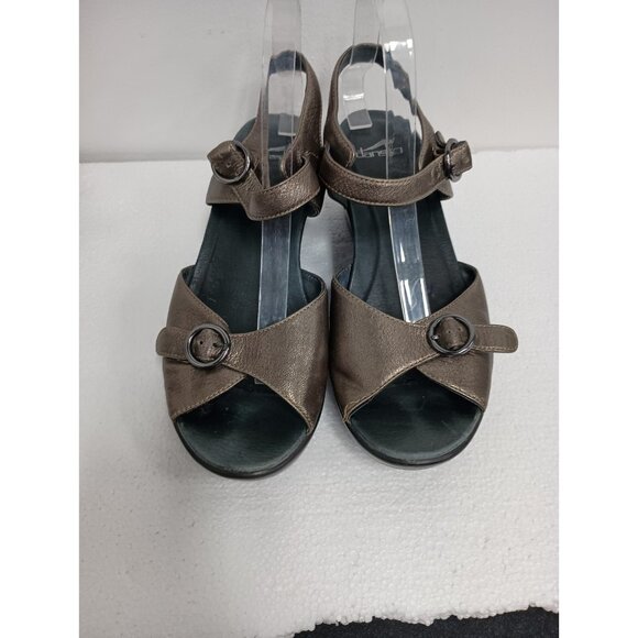 Dansko Womens Susie Wedge Sandals Size 41 Pewter Open Toe BOHO Comfort Shoes - Picture 5 of 11